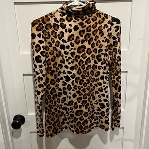 Leopard Print Turtleneck Top